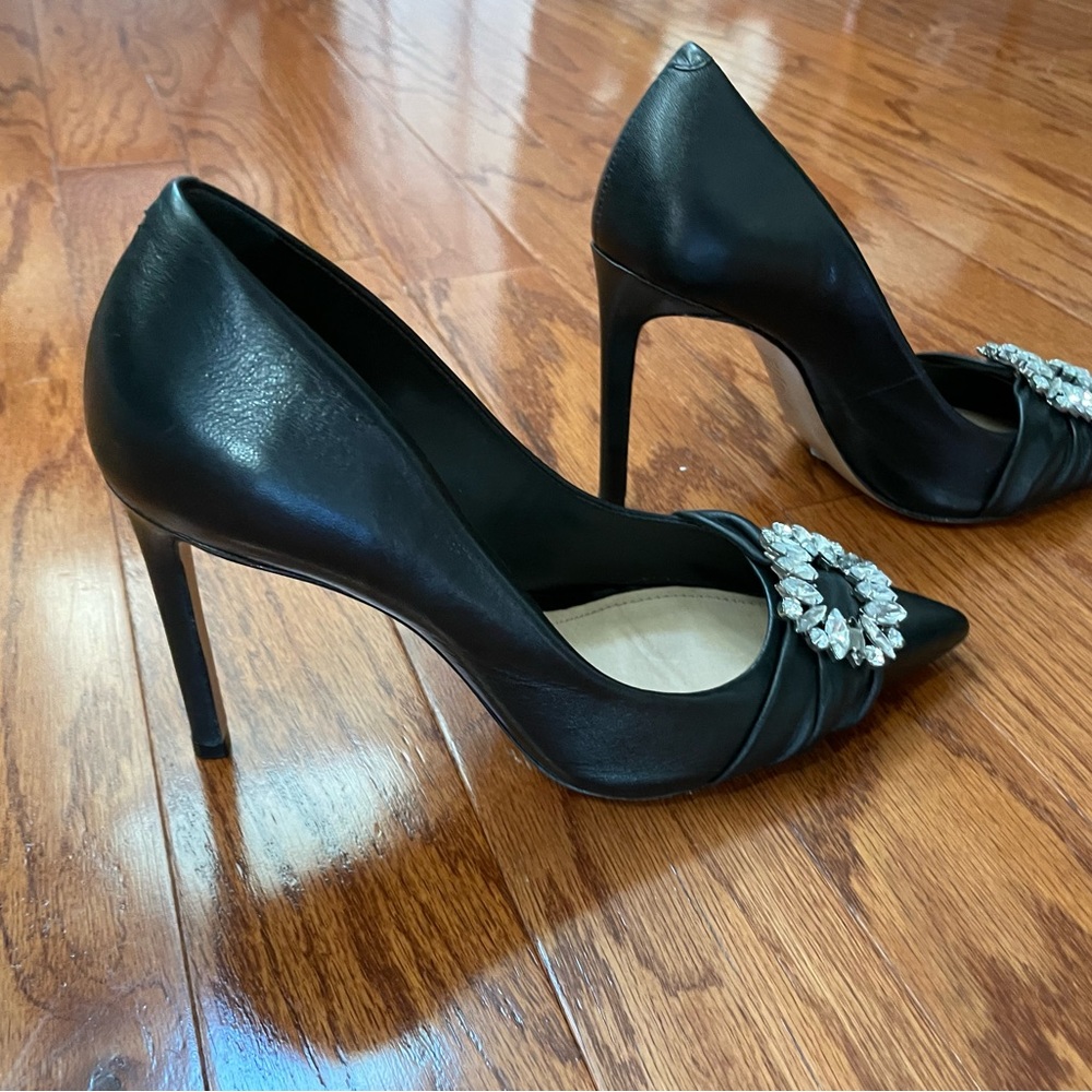 Schutz black jeweled high heel
